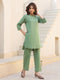 Green Cotton Solid A-line Co-ords Set